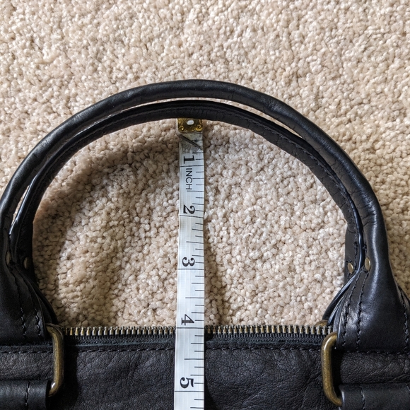 American Leather Co. Jamestown Black Double Top Handle Shoulder Crossbody Bag - Picture 13 of 16